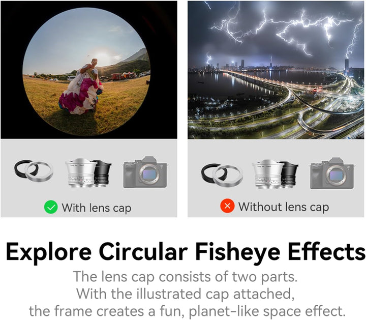 TTARTISAN APS-C 7,5mm F/2 Fisheye X, Ultra-Weitweitobjektiv manuelles Objektiv für Fuji-Bajonett X-A