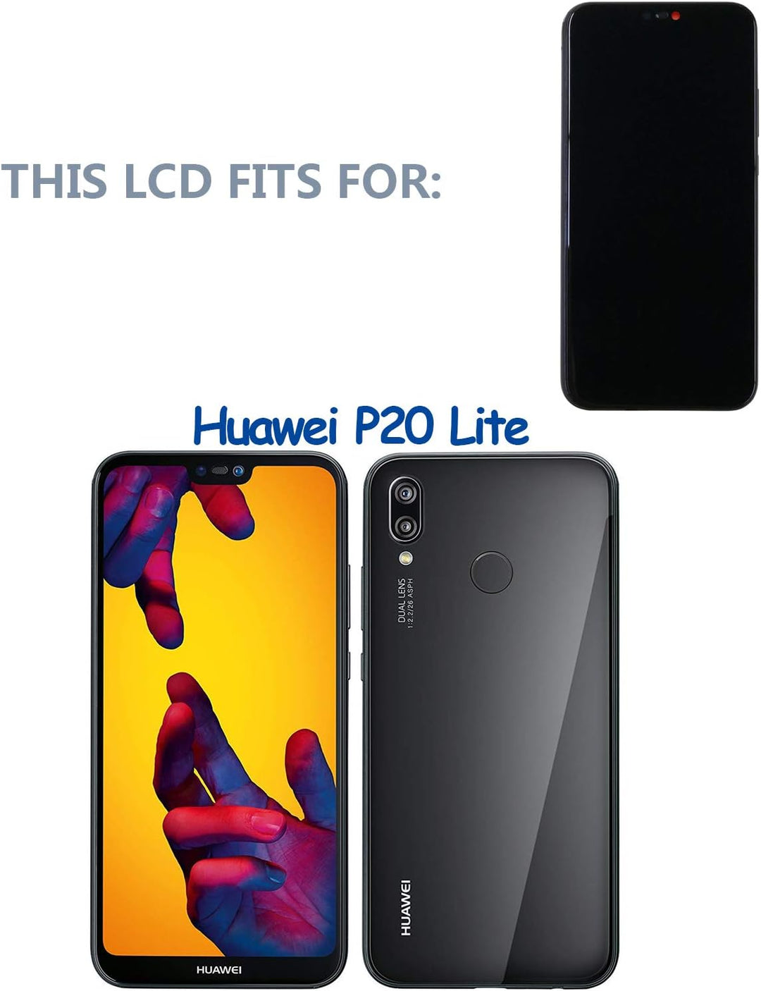 swark LCD Display Kompatibel mit Huawei P20 Lite & Nova 3e (Schwarz mit Rahmen) Touch Screen Replace