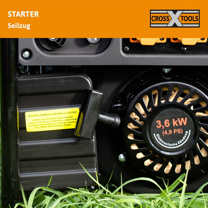 CROSS TOOLS Benzin Inverter Stromerzeuger - Stromaggregat - Generator (3.500W max. Leistung, 2x 230V