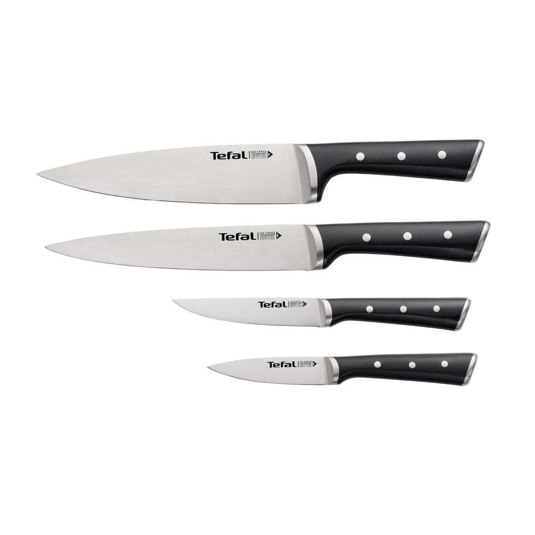 Tefal Ice Force Set mit 4 Messern | Kochmesser 20 cm | Fleischmesser 20 cm | Universalmesser 11 cm |