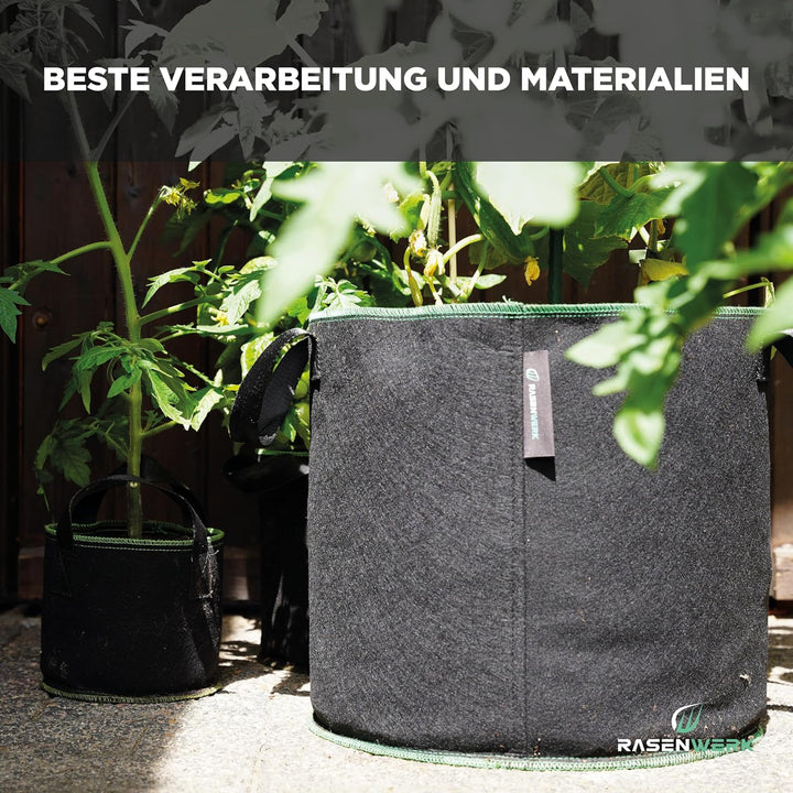 30 Liter Pflanztasche aus Vliesstoff - Pflanzsack für Garten, Gewächshaus &amp; Balkon - Pflanzbeutel fü