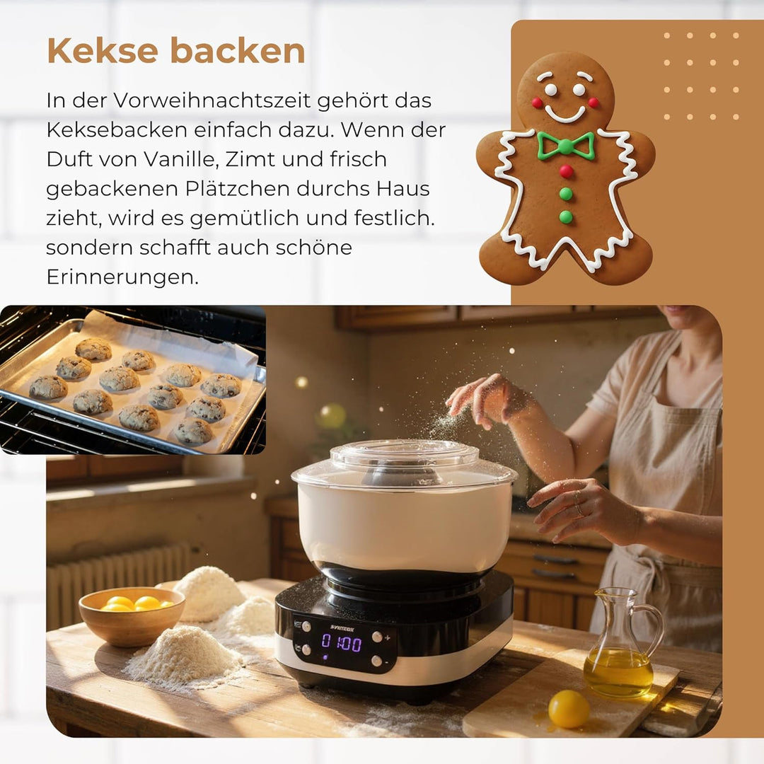 Syntrox Küchenmaschine & Knetmaschine Zaurak 5 Liter, Multifunktionale Aufsätze, Küchenmaschine mit