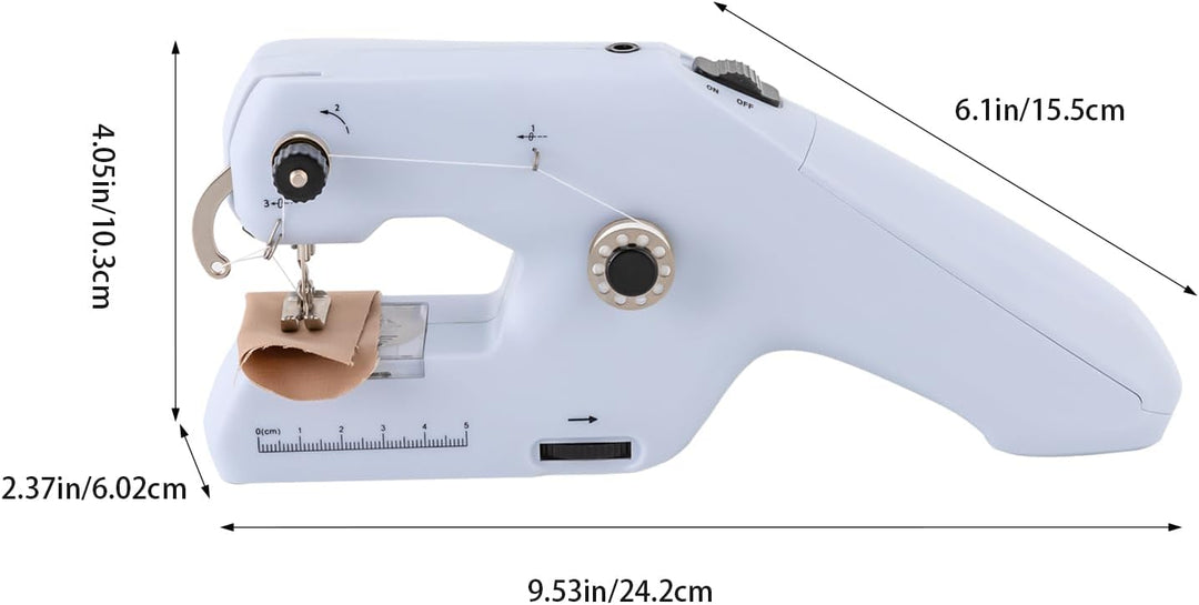 Elektrische Handnähmaschine mit Doppeleinfädelung, Tragbare Mini Nähmaschine, DIY-Haushalt Nähmaschi