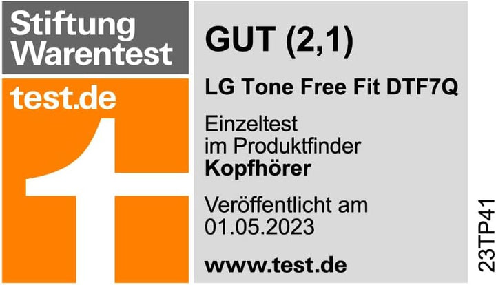 LG Tone Free Fit DTF7Q In-Ear Bluetooth Kopfhörer mit Meridian-Technologie, ANC (Active Noise Cancel