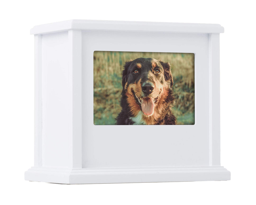 Pearhead 89050 Erinnerungsbox für Hunde oder Katzen, personalisierbar, Weiss Weisse Foto-Urne, Weiss