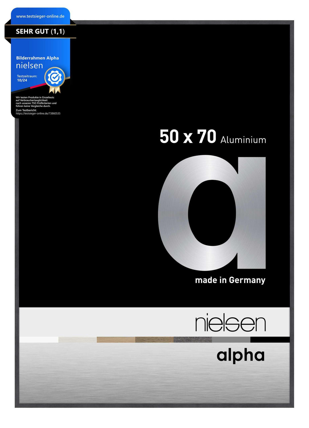 nielsen Aluminium Bilderrahmen Alpha, 50x70 cm, Grau Grau 50 x 70 cm, Grau 50 x 70 cm