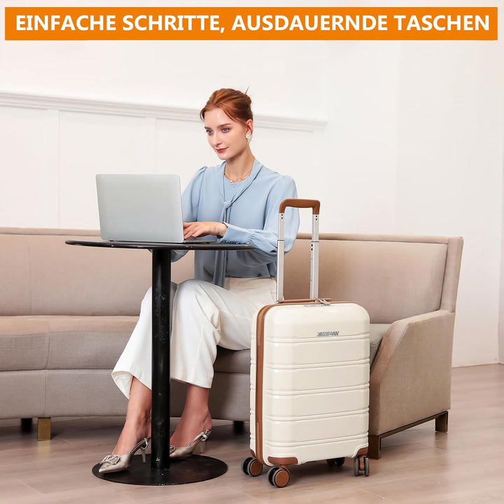 Joyway Kofferset 3 Teilig Hartschale mit 4 Rollen und TSA-Schloss Der Gepäcksets Enthält 1 Kosmetikk