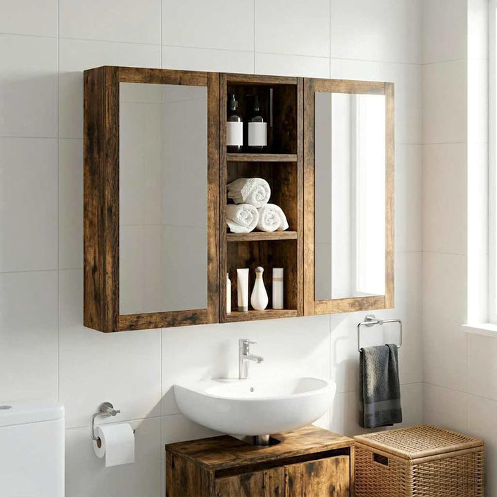 vidaXL Badezimmer-Wandschrank Geräucherte Eiche 20 x 10 x 50 cm, Moderner Badschrank, rechteckiges R
