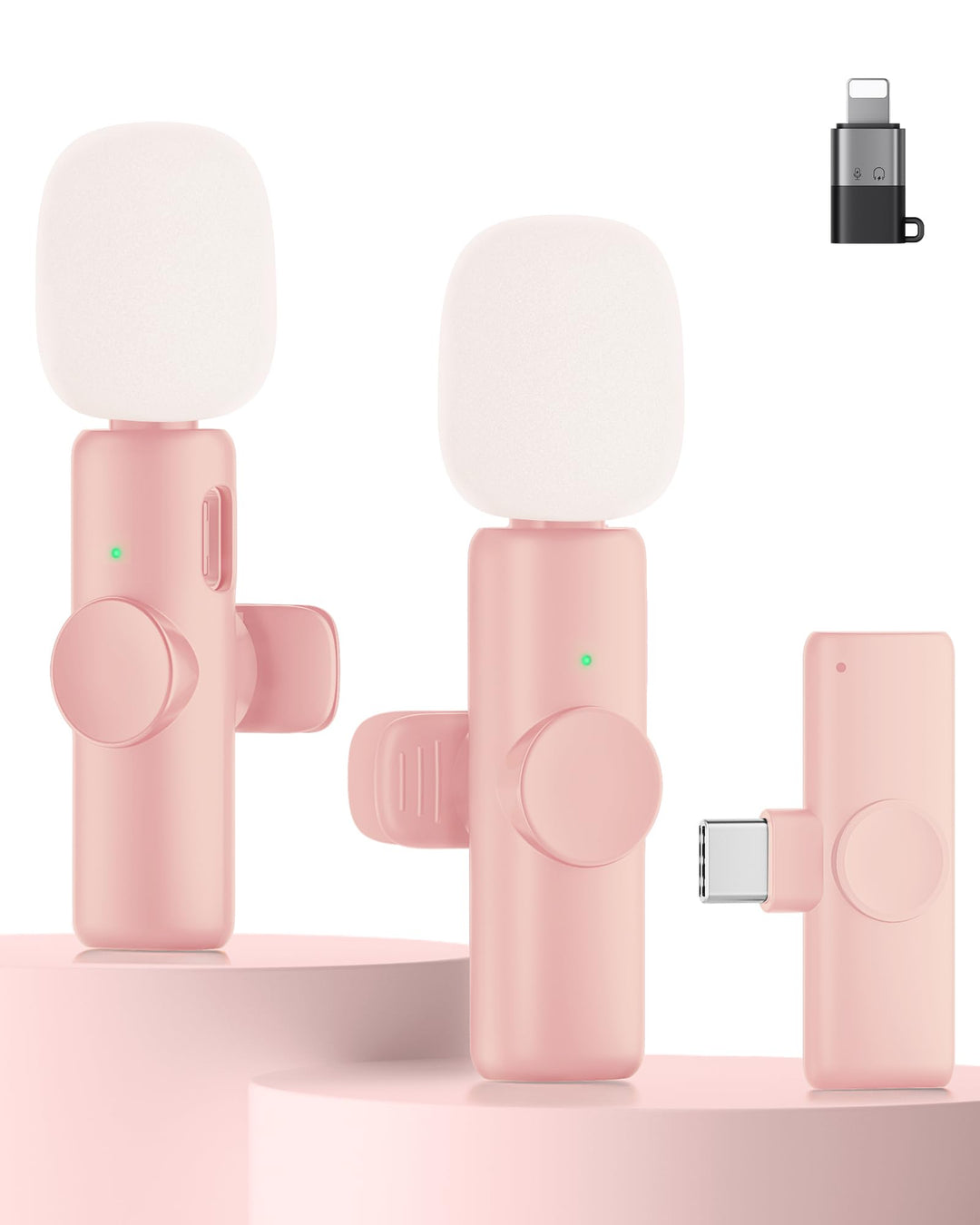 Kabelloses Lavalier Mikrofon 2er Set, Mini Mikrofon für Phone, Pad & Android Handy, Mikrofon Handy m
