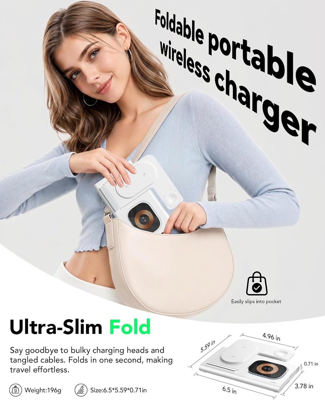Aimtel 3 in 1 Ladestation für Apple Watch iPhone Faltbare&amp;Nachtlichter weiss, weiss