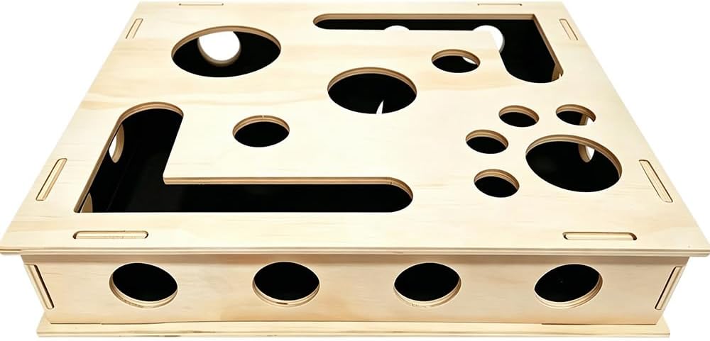 Katzenkratzpuzzle Anreicherungsbox, 30 * 25CM Katzen Kratzbrett, Kratzpuzzle Spielbox Holz mit Kratz