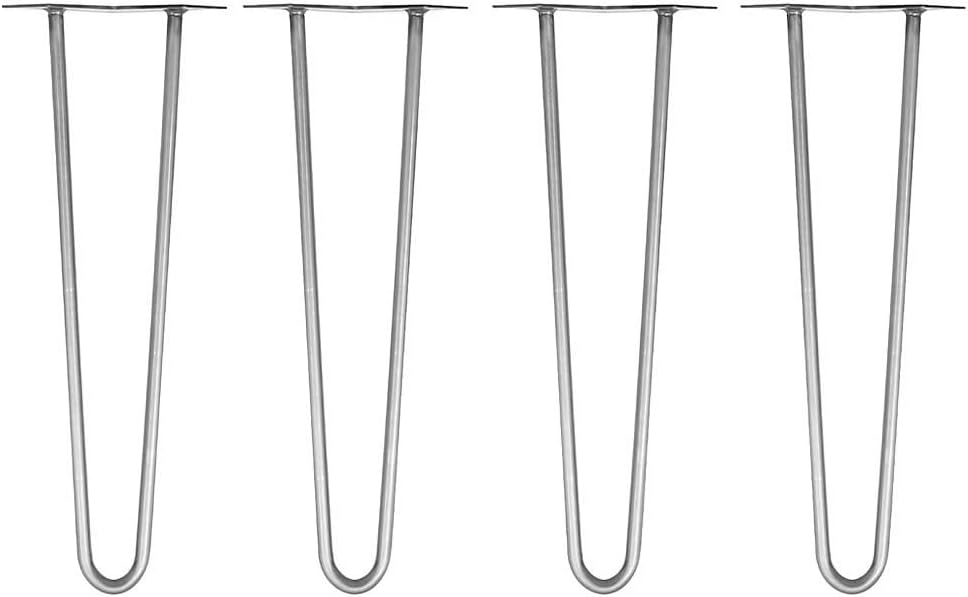 Melko 4 Stück Hairpin Legs Haarnadel Tischbeine aus 12 mm Stahl Tischfuss inkl. Bodenschoner, Höhe 3