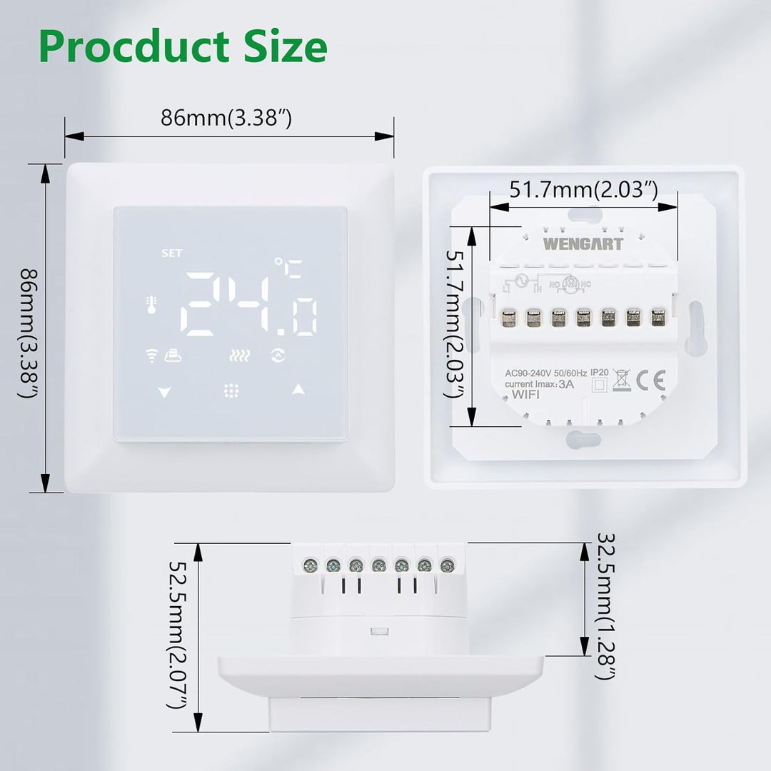 Wengart WLAN-gesteuerter Thermostat WG511,Heiz- und Kältemodi, einstellbare Fensteröffnungserkennung