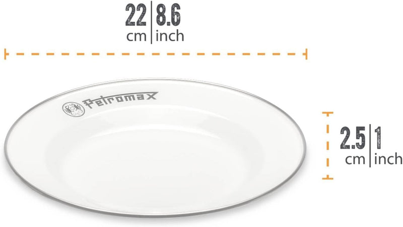 Petromax Emaille Borden Set - Wit Weiss 22,5 cm, Weiss 22,5 cm