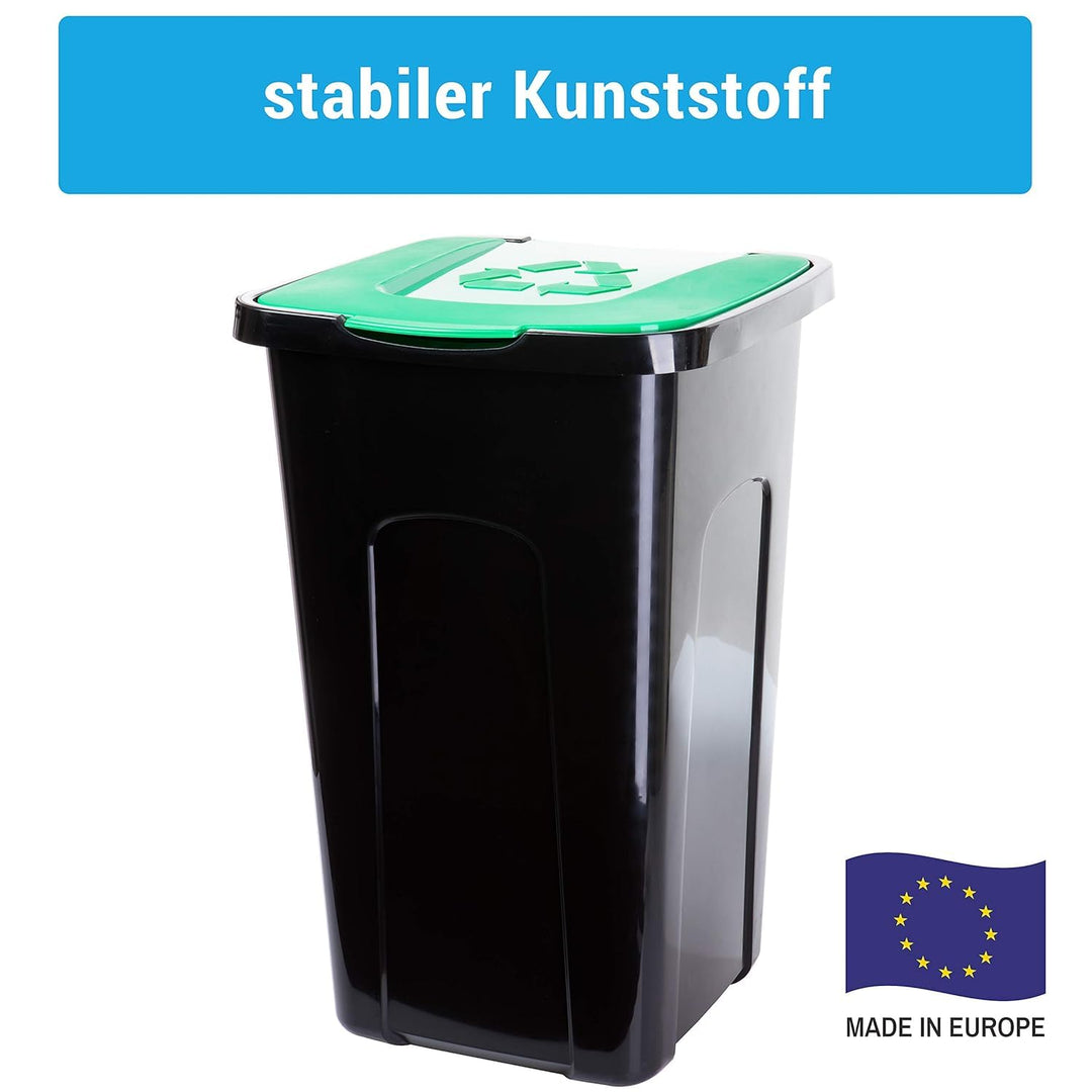 Mülltonne mit Deckel 3er Set 50 Liter Abfalleimer Abfalltonnne Mülleimer mit Farbkodierten Deckeln f