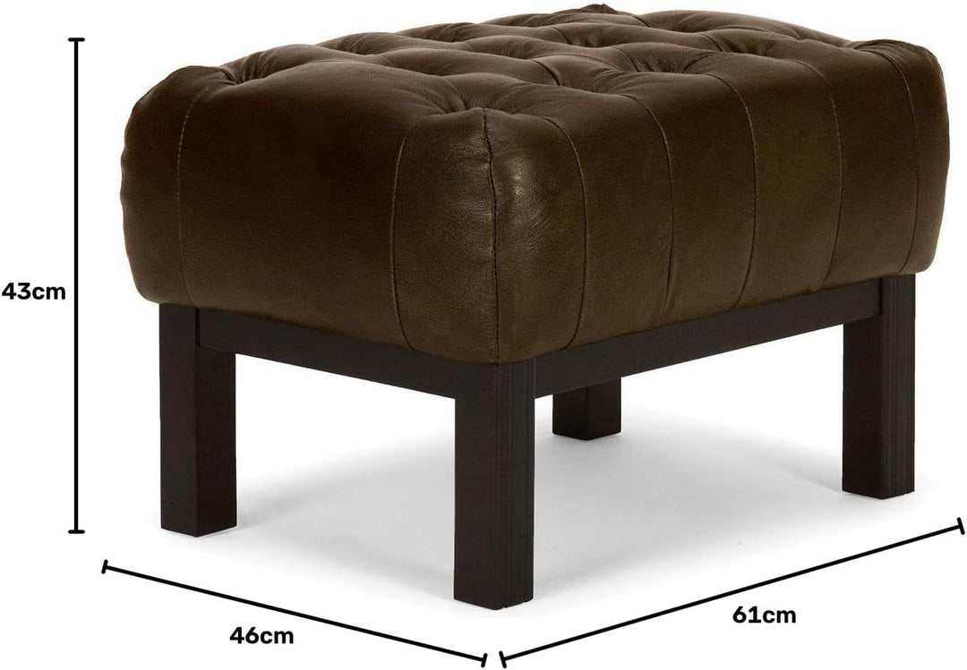 Woodkings® Chesterfield Hocker Kingsfield Echtleder antik braun Lederhocker Designhocker Federkern U