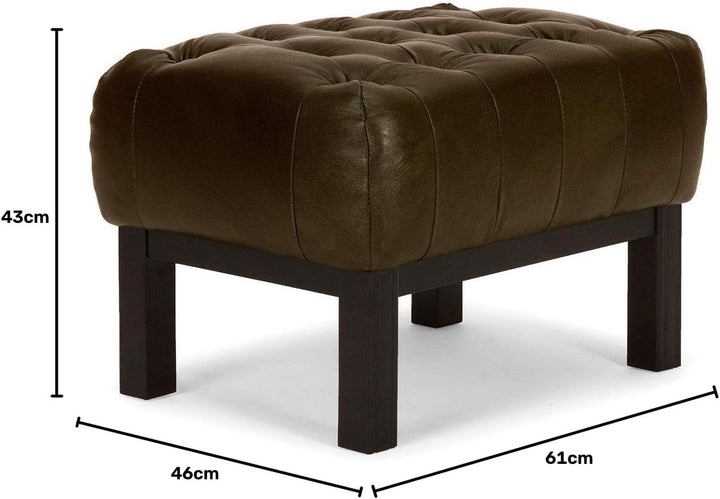 Woodkings® Chesterfield Hocker Kingsfield Echtleder antik braun Lederhocker Designhocker Federkern U