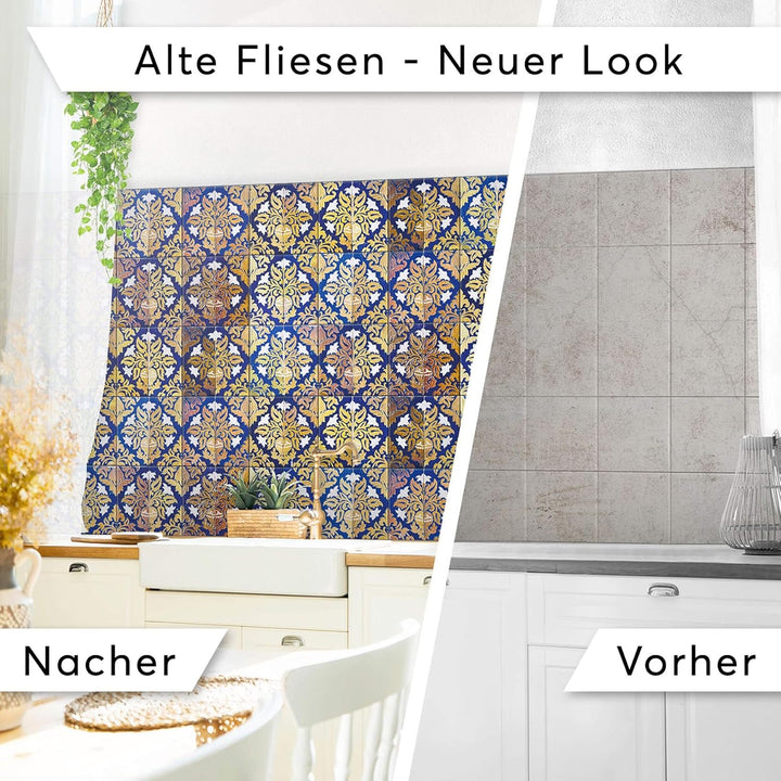 50 Stück Fliesenfolie für Bad und Küche 15x15 cm - Klebefliesen, Mosaikfliesen - Aufkleber Fliesen s