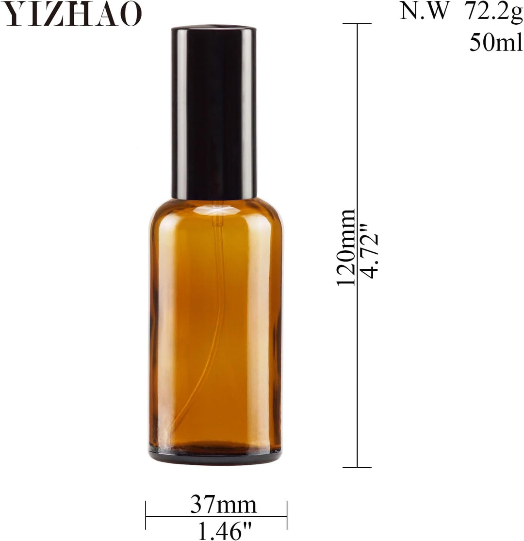 YIZHAO Braun Sprühflasche 50ml, Sprühflasche Klein Glas mit Zerstäuber, für Ätherisches Öle, Kosmeti