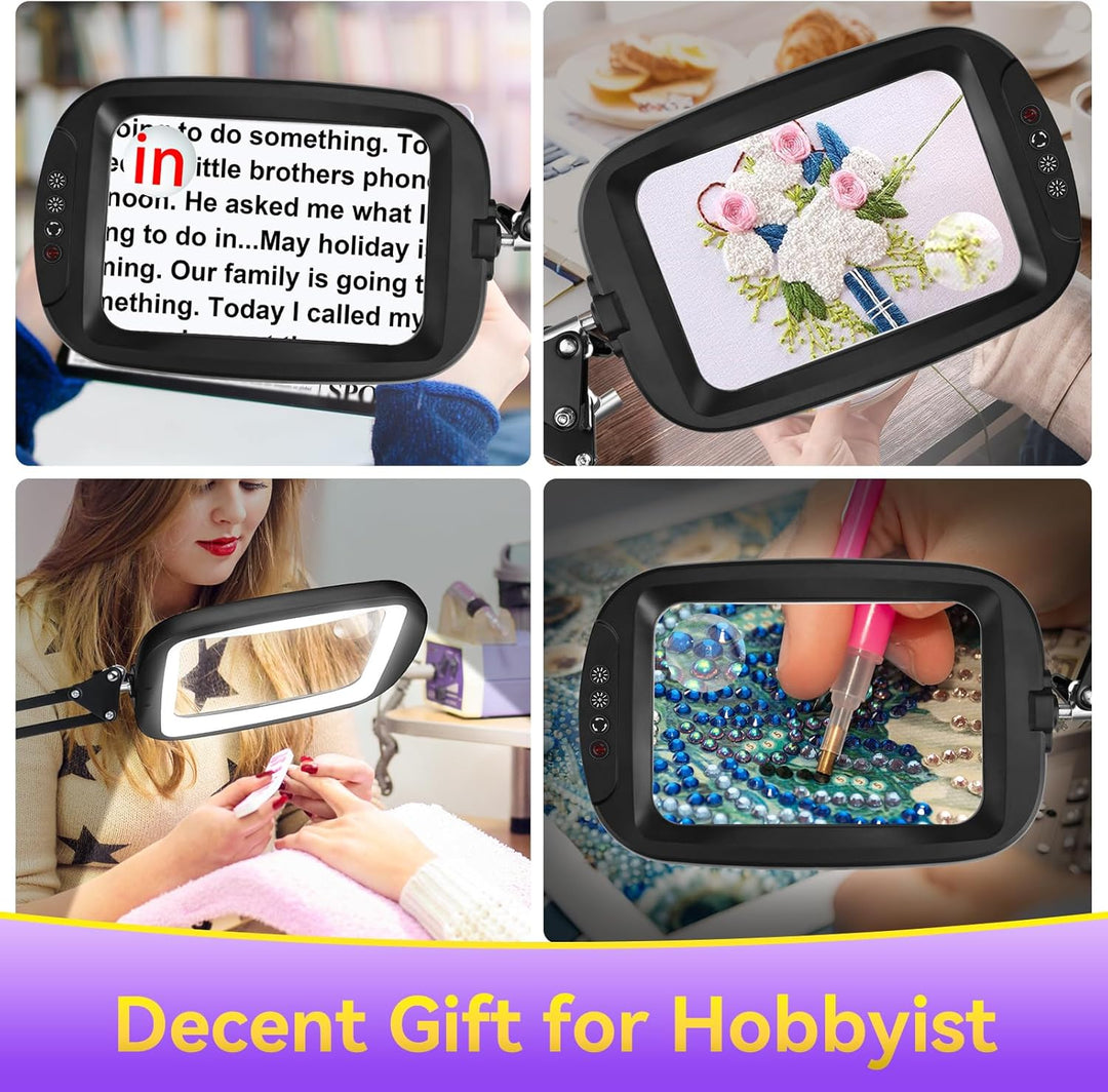 NZQXJXZ 10X 30X Rechteck Lupe mit Licht und Ständer, 2-in-1 Lupenlampe mit 60 Einstellbaren Helligke