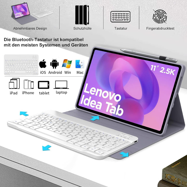 FOGARI Tastatur Hülle für Lenovo Idea Tab 11 Zoll 2025/Tab M11 2024, QWERTZ Deutsches Magnetisch Abn