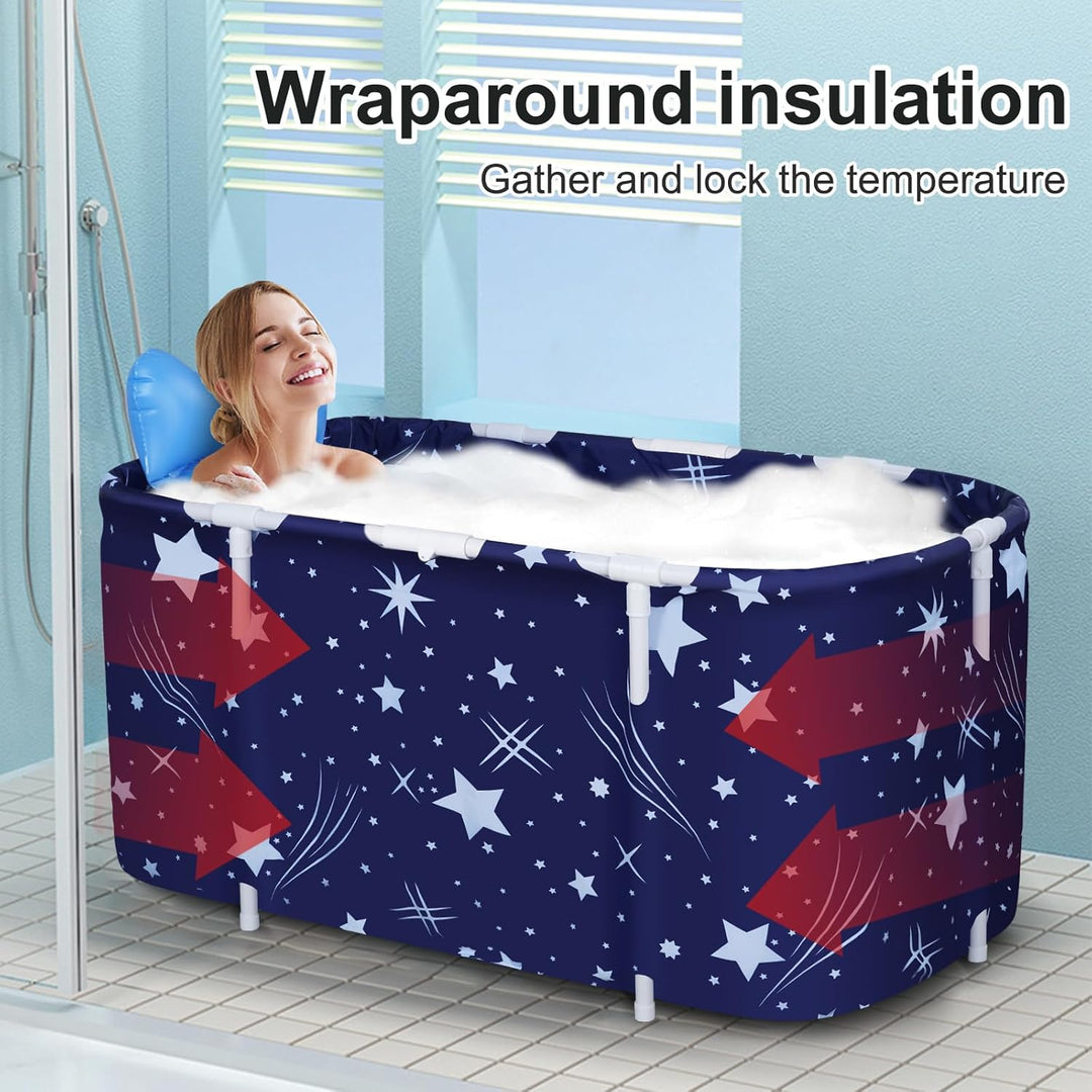Sinbide 125x55x54cm Tragbare Badewanne, Faltbare Badewanne für Erwachsene, Grosse Familien Badewanne