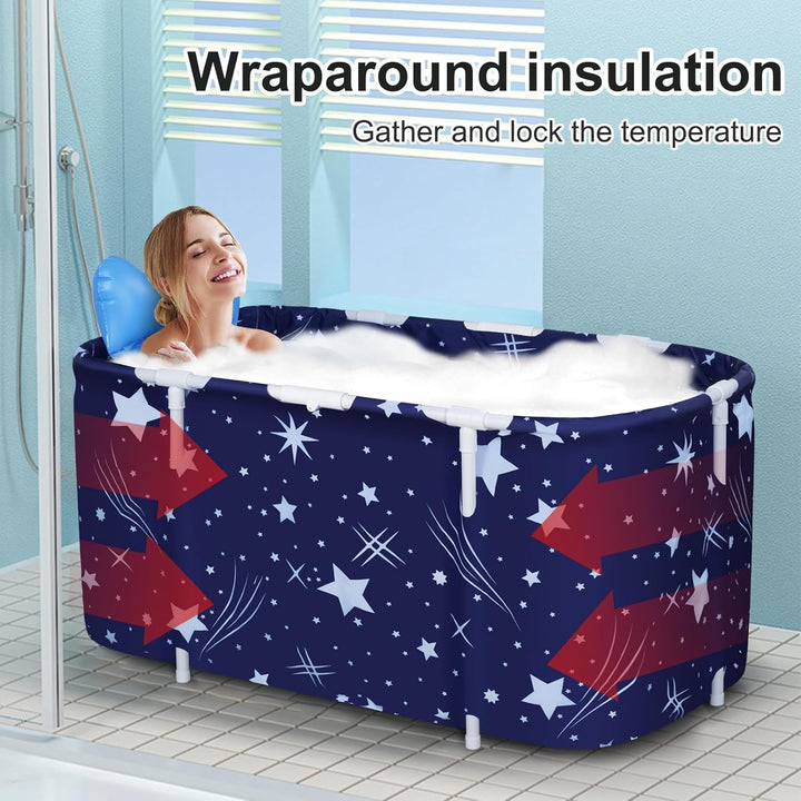 Sinbide 125x55x54cm Tragbare Badewanne, Faltbare Badewanne für Erwachsene, Grosse Familien Badewanne