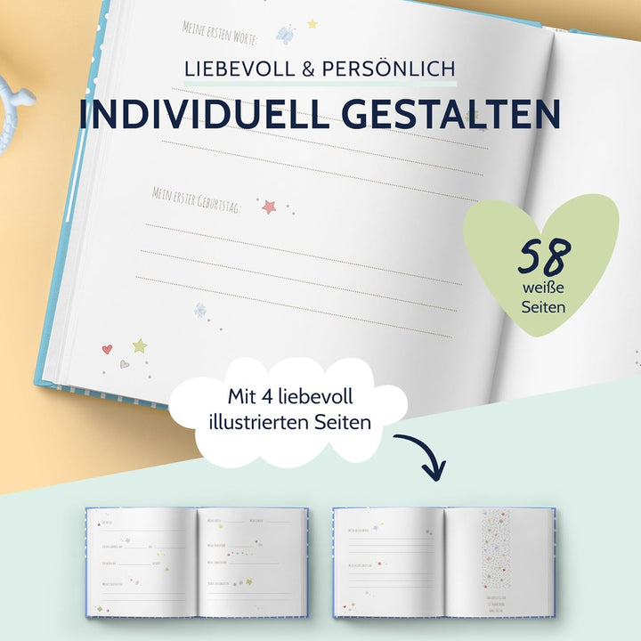 goldbuch 15802 Babyalbum mit Fensterausschnitt, Fotoalbum mit 58 weissen Blankoseiten und 4 illustri