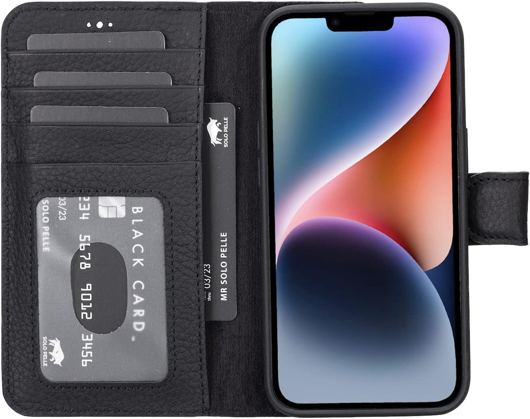 Solo Pelle Lederhülle kompatibel für iPhone 14 in 6.1 Zoll abnehmbare Hülle (2in1) inkl. Kartenfäche