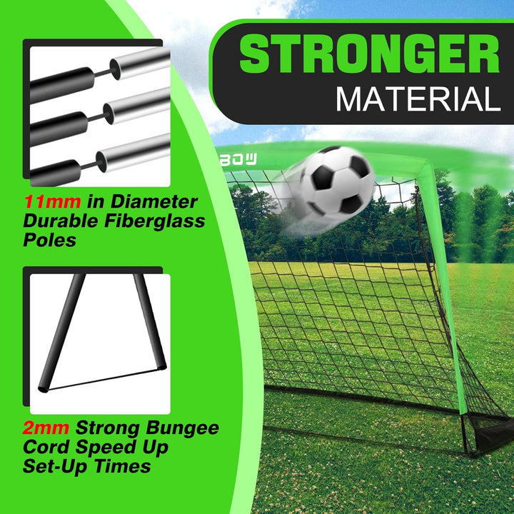 274 x 152 cm Kinder Fussballtor mit Tragesack, tragbare Fussballnetze für Hinterhoftraining, Indoor/
