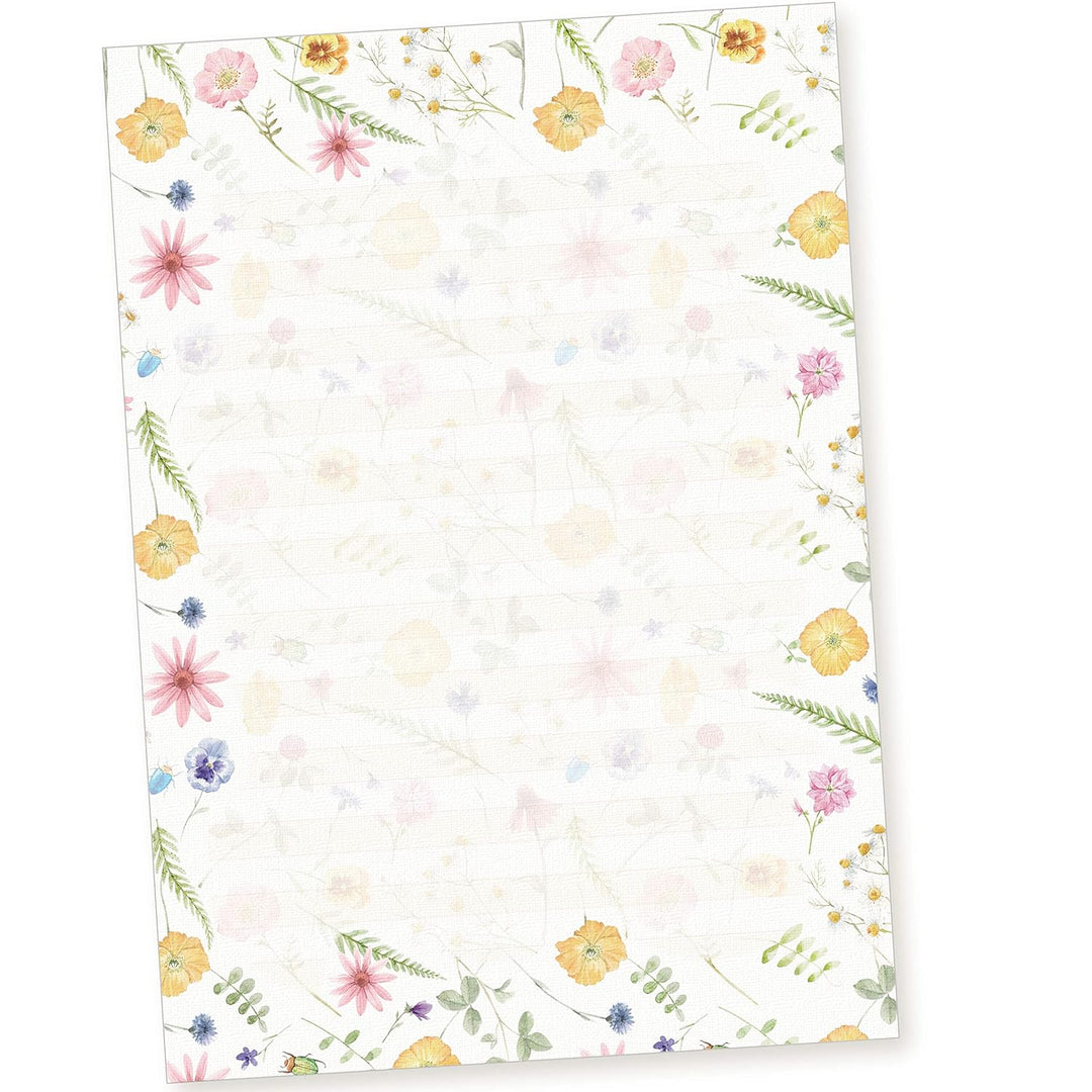 Schreibblöcke DIN A4 liniert Flora-Bianca (40 Stück) Briefpapier Linien Block mit Blumen und besonde