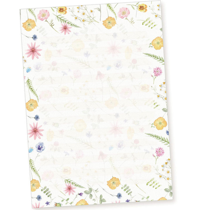 Schreibblöcke DIN A4 liniert Flora-Bianca (40 Stück) Briefpapier Linien Block mit Blumen und besonde