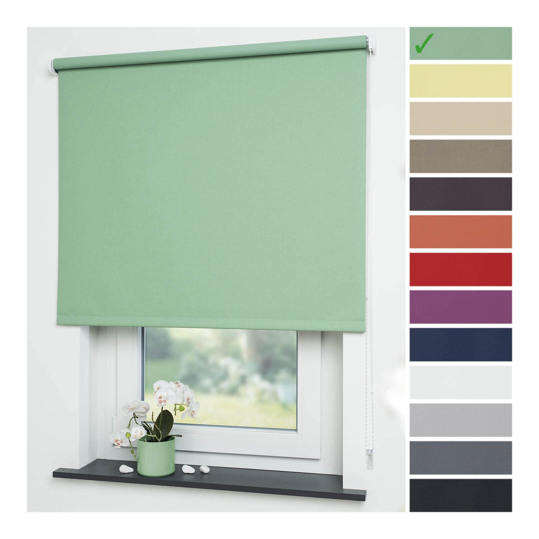 Liedeco® Rollo, Fenster Rollo, Kettenzug-Rollo / 92 x 180 cm (Breite x Höhe), blattgrün/Verdunkelnd,