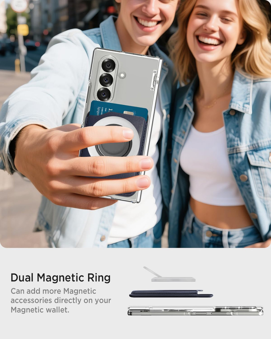 Miimall Kompatibel mit Samsung Galaxy Z Fold 7 Magnet Wallet, [Haltet 2-3 Karten] Dünn Leder Kartenh