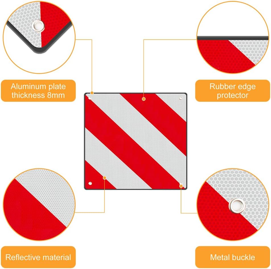 Warntafel, 2 in1 Warntafel Italien Spanien mit 4 Spannseile, 50 x 50 cm Warnschild Fahrradträger für