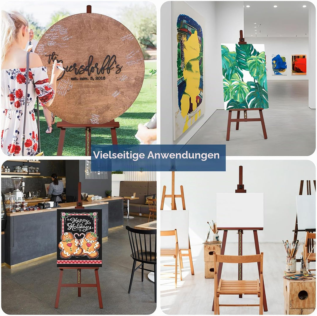 VISWIN A-Rahmen Staffelei Holz Gross, Verstellbare Staffelei aus Buchenholz für Leinwand bis 109cm,