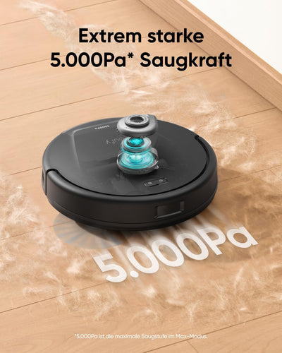 eufy L60 Saugroboter mit Absaugstation und Wischfunktion, 5.000Pa Saugkraft, Anti-Haar-Verwicklung,