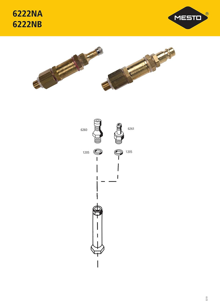 Mesto Druckluftfüllventil (Messing; 6 bar; Druckbegrenzer; für Kompressor geeignet; mit Autoreifenve