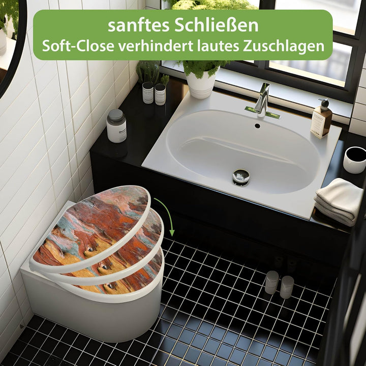 banjado Toilettendeckel mit Absenkautomatik 44,5x37cm - Soft Close Toilettensitz - WC Sitz mit Absen