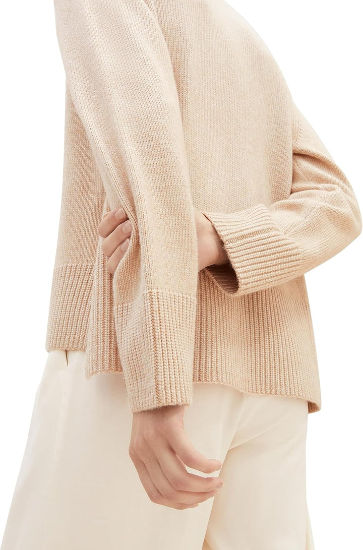 TOM TAILOR Damen Pullover XL 33962 - Doeskin Melange, XL 33962 - Doeskin Melange