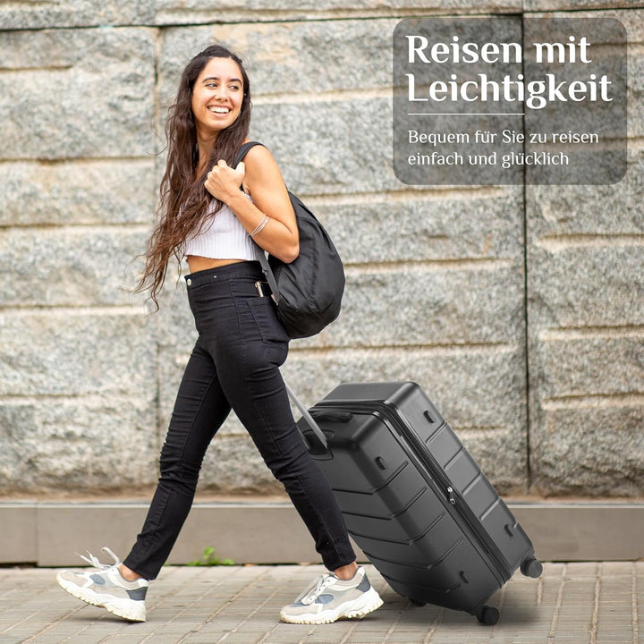 Sweetcrispy Kofferset 3tlg. Hartschalenkoffer ABS+PC Erweiterbar Koffer Reisekofferset Gepäck Rollko