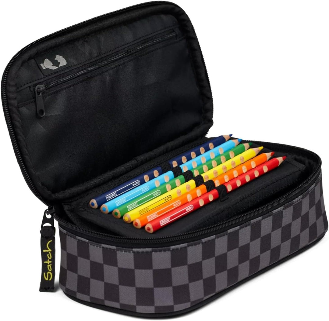 Satch Schlamperbox extra gross inkl. Trennfach Reissverschlussfach Stiftehalter Geodreieck Sichtfens