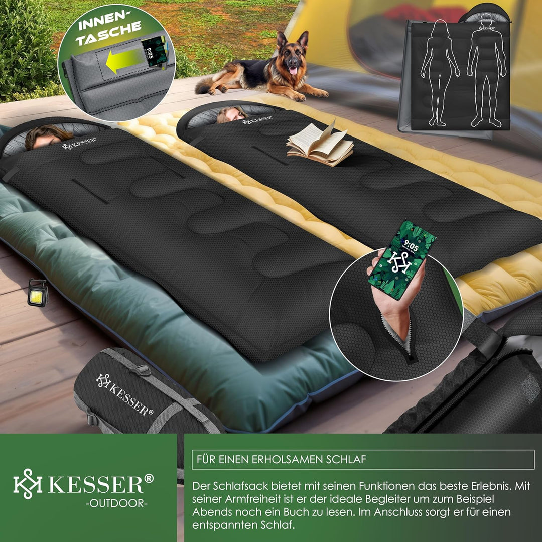 KESSER® Schlafsack Outdoor | Deckenschlafsack 3-4 Jahreszeiten | Camping-Sleeping-Bag für Erwachsene