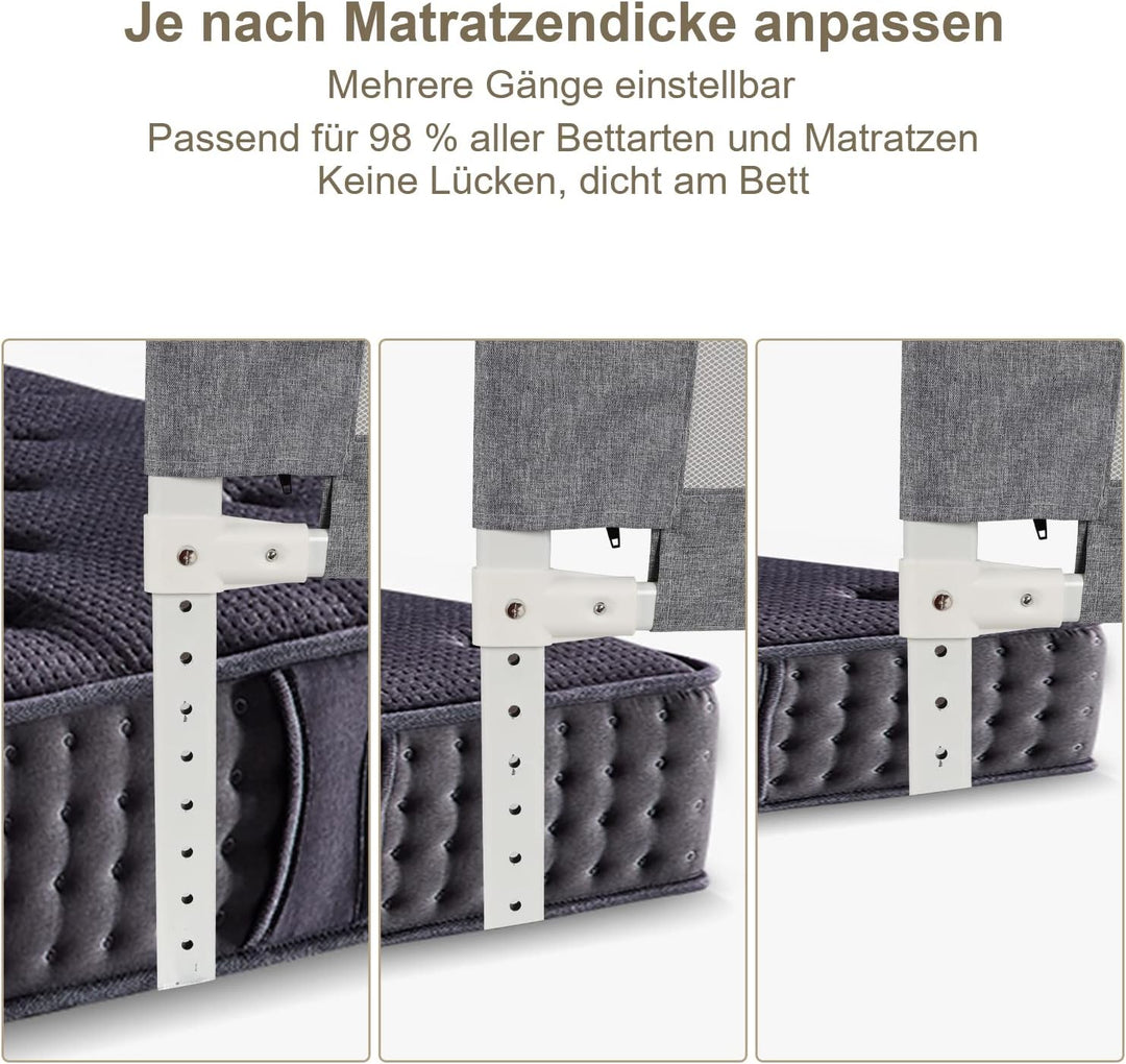 Ikodm Bettgitter, 200cm Bettschutzgitter für Kinder, Babybettgitter Kinderbettgitter, Bed Rail Siche