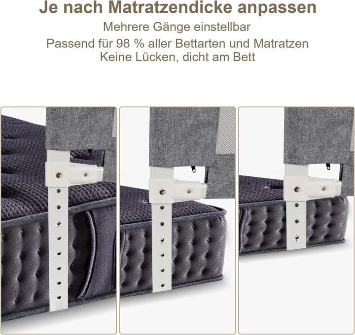 Ikodm Bettgitter, 200cm Bettschutzgitter für Kinder, Babybettgitter Kinderbettgitter, Bed Rail Siche