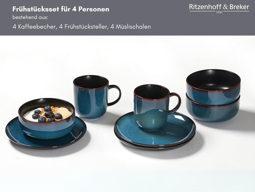 Frühstücksset Bali, 12-teilig, Blau, Frühstücksset