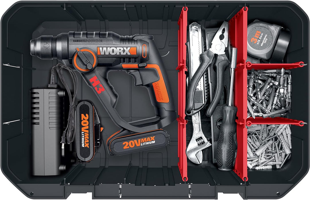 WORX WA0071 Werkzeugkoffer aus robustem Kunststoff - für Das sichere Verstauen aller Werkzeuge und Z