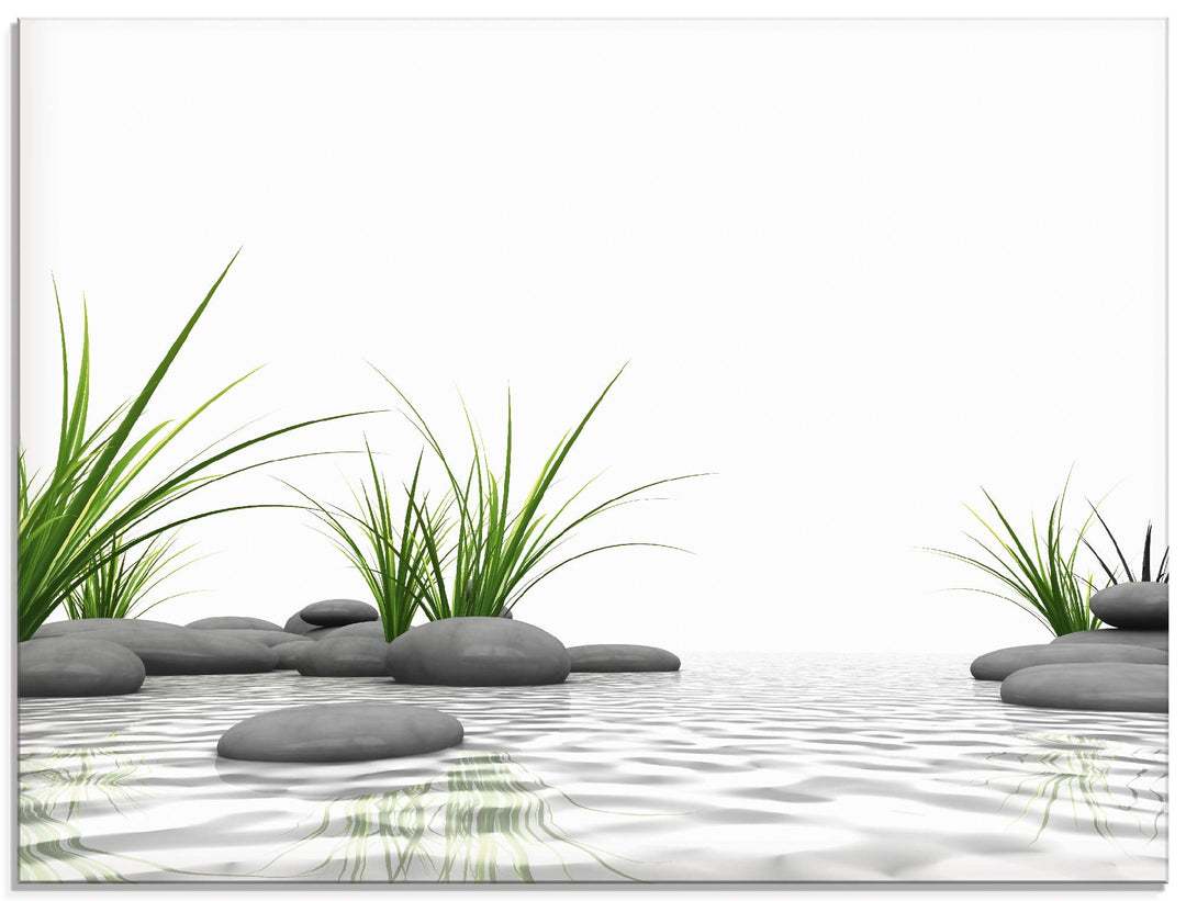 ARTland Glasbilder Wandbild Glas Bild einteilig 60x45 cm Querformat Wellness Zen 3D Steine Entspannu