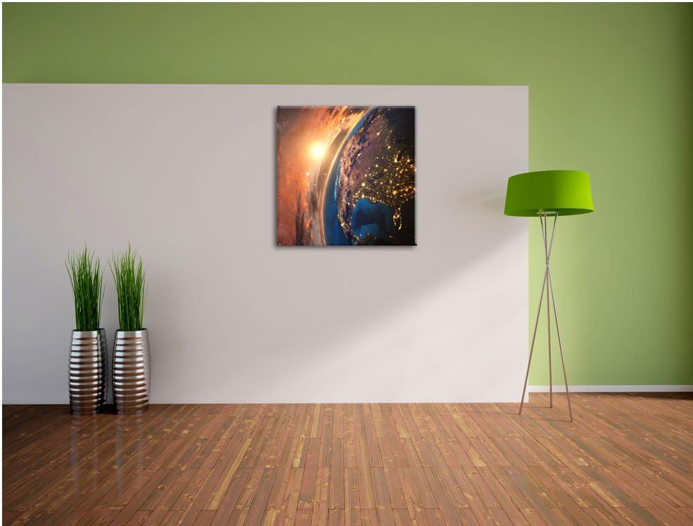 Pixxprint 3D-Rendering von detaillierten bunten Erde, Format: 70x70 auf Leinwand, 70x70