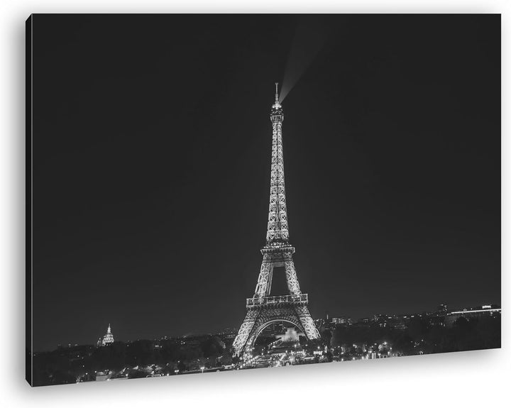 deyoli Eiffelturm in Paris bei Nacht Format: 60x40 Effekt: Schwarz/Weiss als Leinwand, Motiv fertig